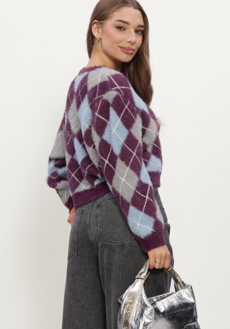 Paarse REFINED DEPARTMENT Vest LADIES KNITTED CHECK CARDIGAN NOMI - large