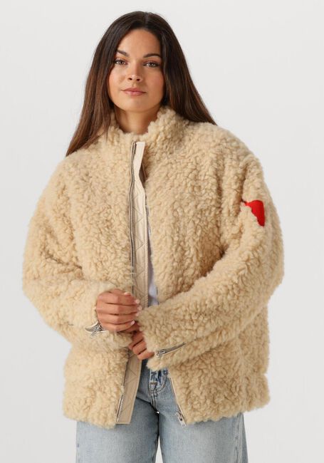 Beige ALIX THE LABEL Teddy jas LADIES WOVEN TEDDY COAT - large