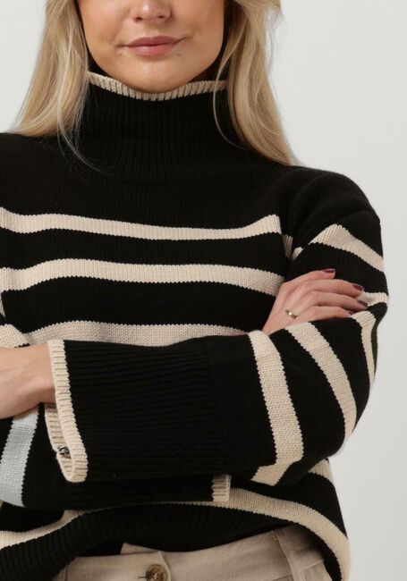 Zwarte NEO NOIR Coltrui FANNING STRIPE KNIT BLOUSE - large