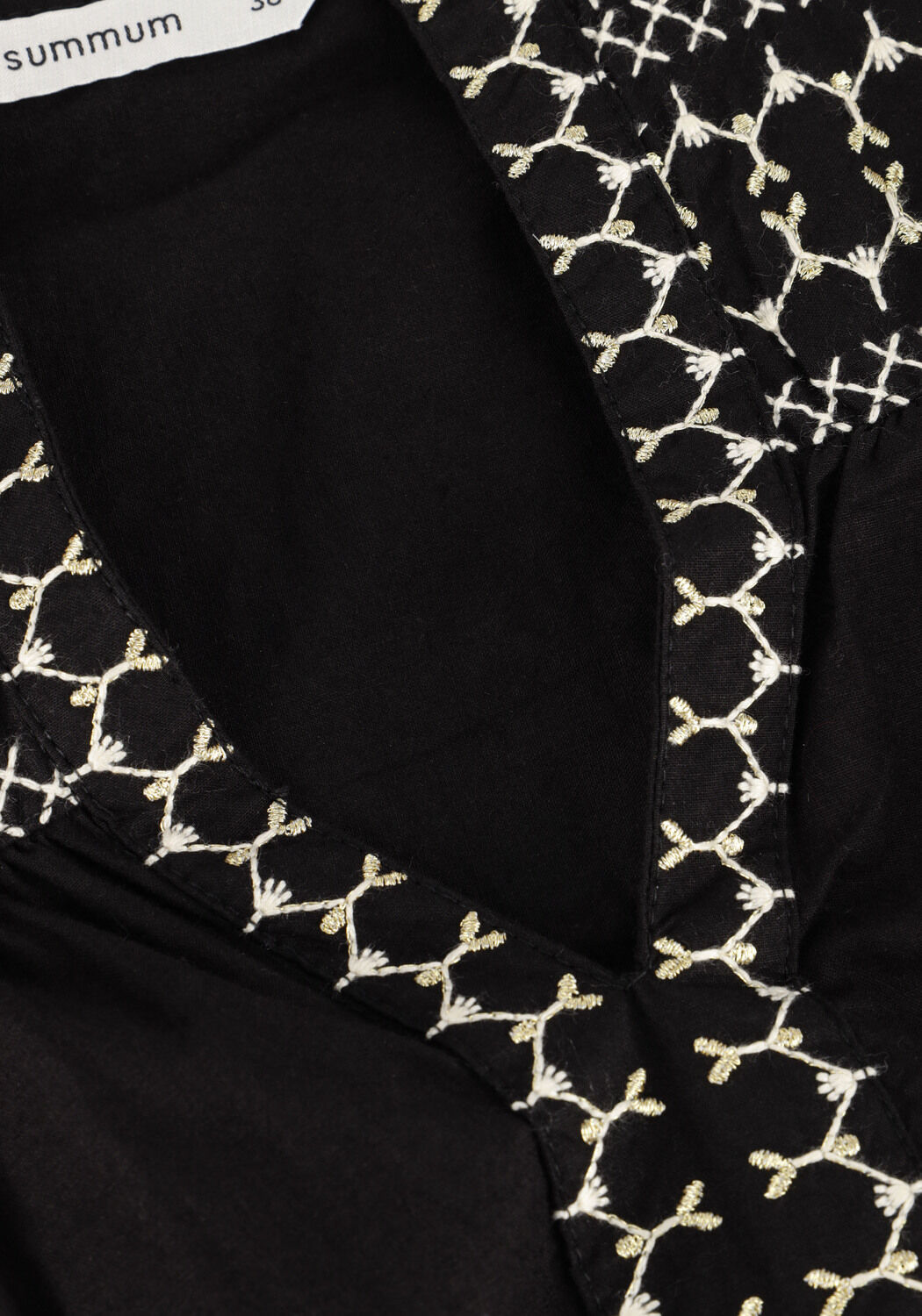 SUMMUM Haut TOP EMBROIDERED COTTON POPLIN en noir - large