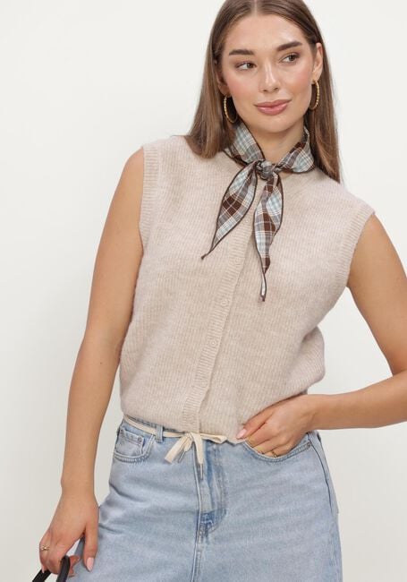 Beige SELECTED WOMEN Trui SLFLULU SL BUTTON O-NECK VEST - large