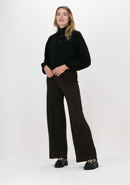 Zwarte SCOTCH & SODA Wijde broek HIGH RISE JERSEY SHINY PATTERN - large