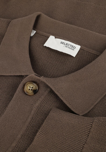 Bruine SELECTED MEN Vest SLHMATTIS LS KNIT POLO CARDIGAN Bruine SELECTED MEN Vest SLHMATTIS LS KNIT POLO CARDIGAN - large