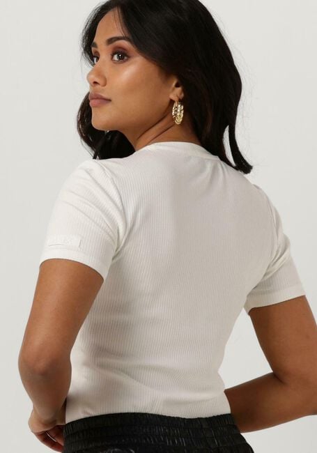 ALIX THE LABEL T-shirt LADIES KNITTED RIB T-SHIRT en blanc - large