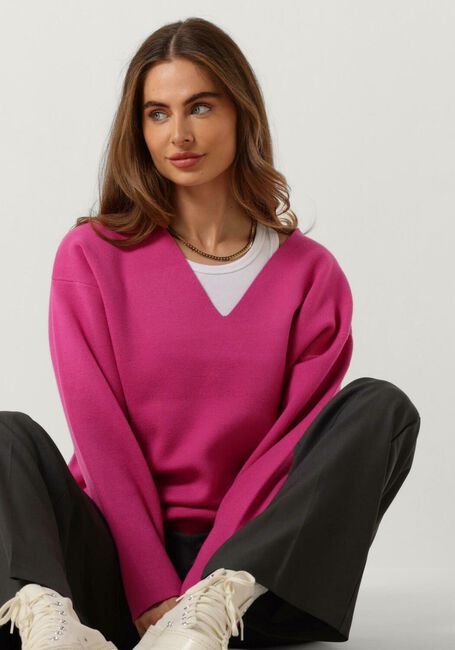 OBJECT Pull OBJREYNARD V-NECK PULLOVER E AW FAIR 23 en rose - large