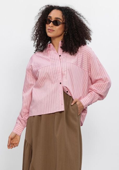 Roze ANOTHER LABEL  ALCHERREE FINE STRIPE SHIRT L/S - large