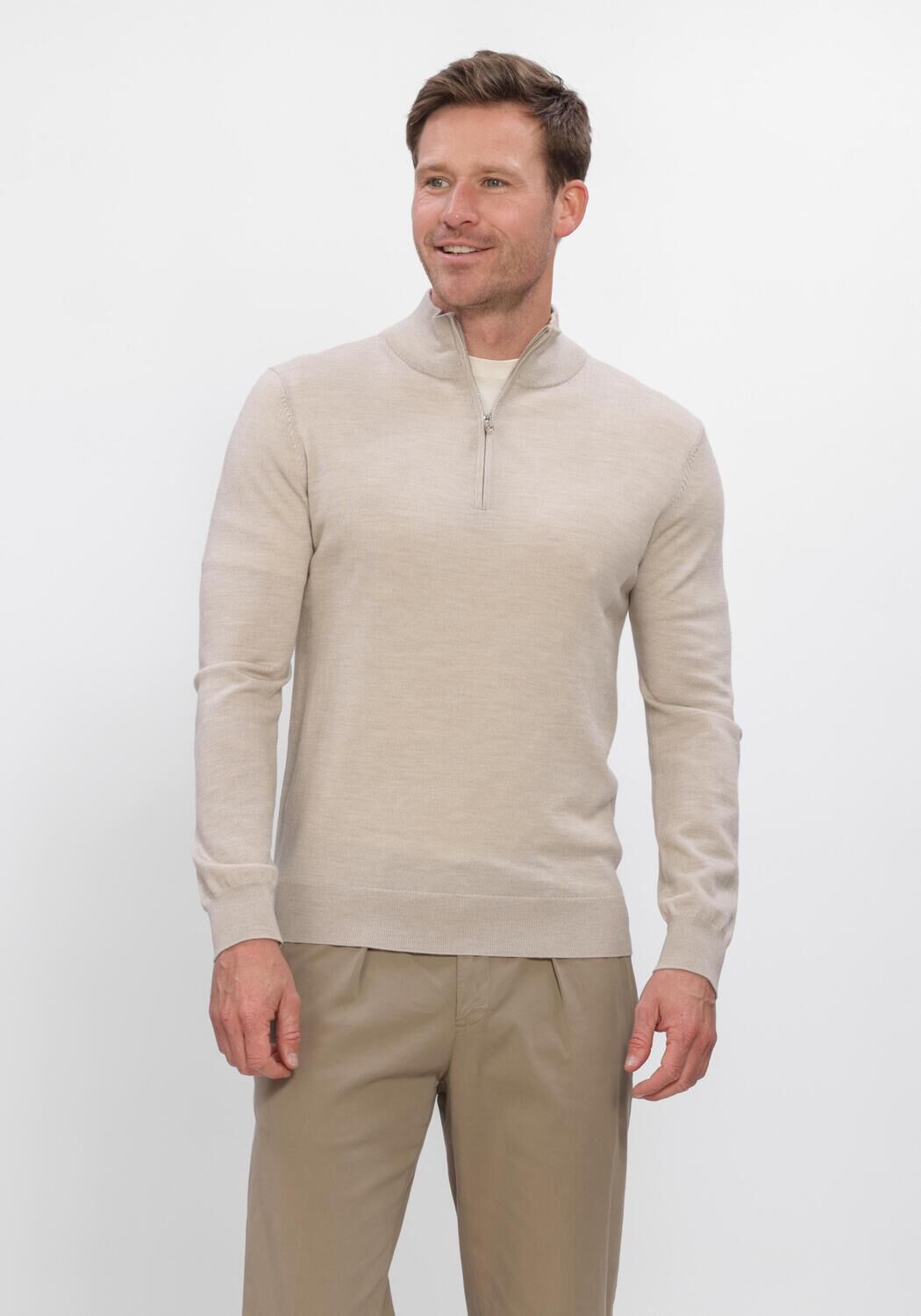 PROFUOMO Pull EXTRAFINE MERINO en beige - large