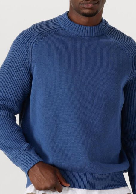 SELECTED MEN Pull SLHDERECK LS KNIT RELAXER RIB MOCK NECK en bleu - large