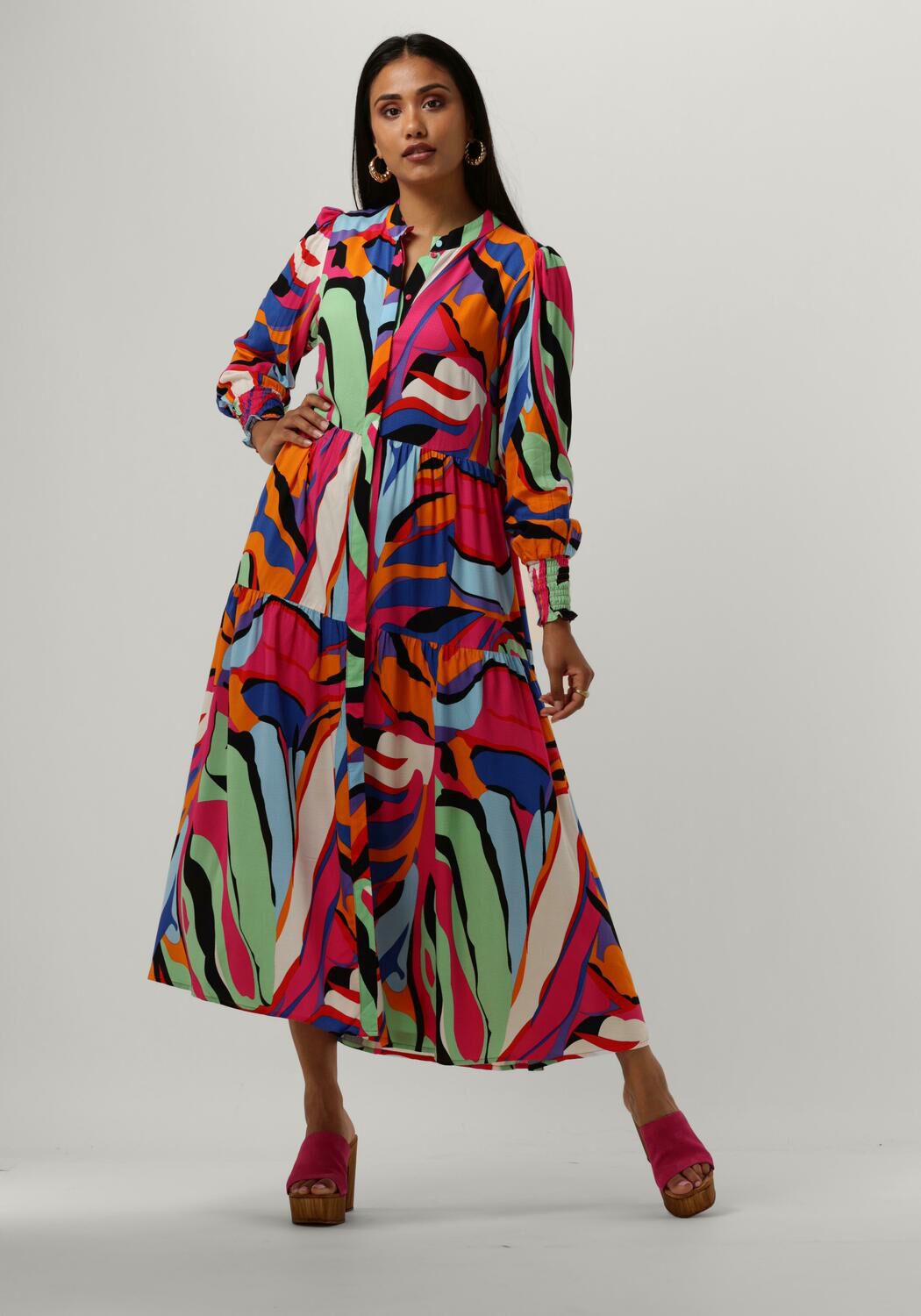 Y.A.S. Robe midi YASALIRA LS LONG SHIRT DRESS S. NOOS Fuchsia Omoda