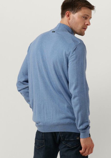 Lichtblauwe VANGUARD Trui HALP ZIP COLLAR COTTON STRUCTURE - large