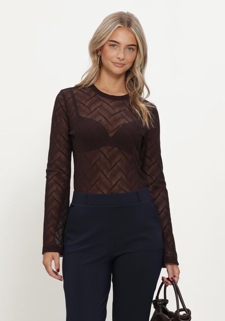 STUDIO ANNELOES Haut Reagan flaire lace top en marron - large