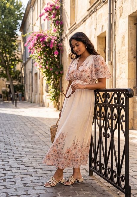 NEO NOIR Robe maxi SERNA FLOWER PRINT DRESS &Eacute;cru - large
