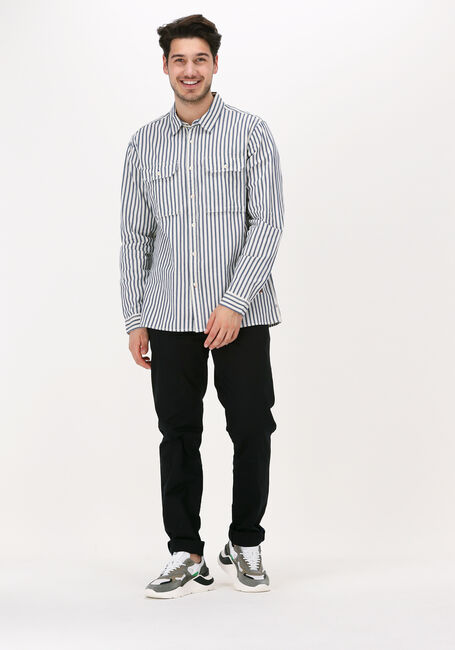 Donkerblauwe SCOTCH & SODA Casual overhemd INDIGO STRIPED 2-POCKET REGULA - large