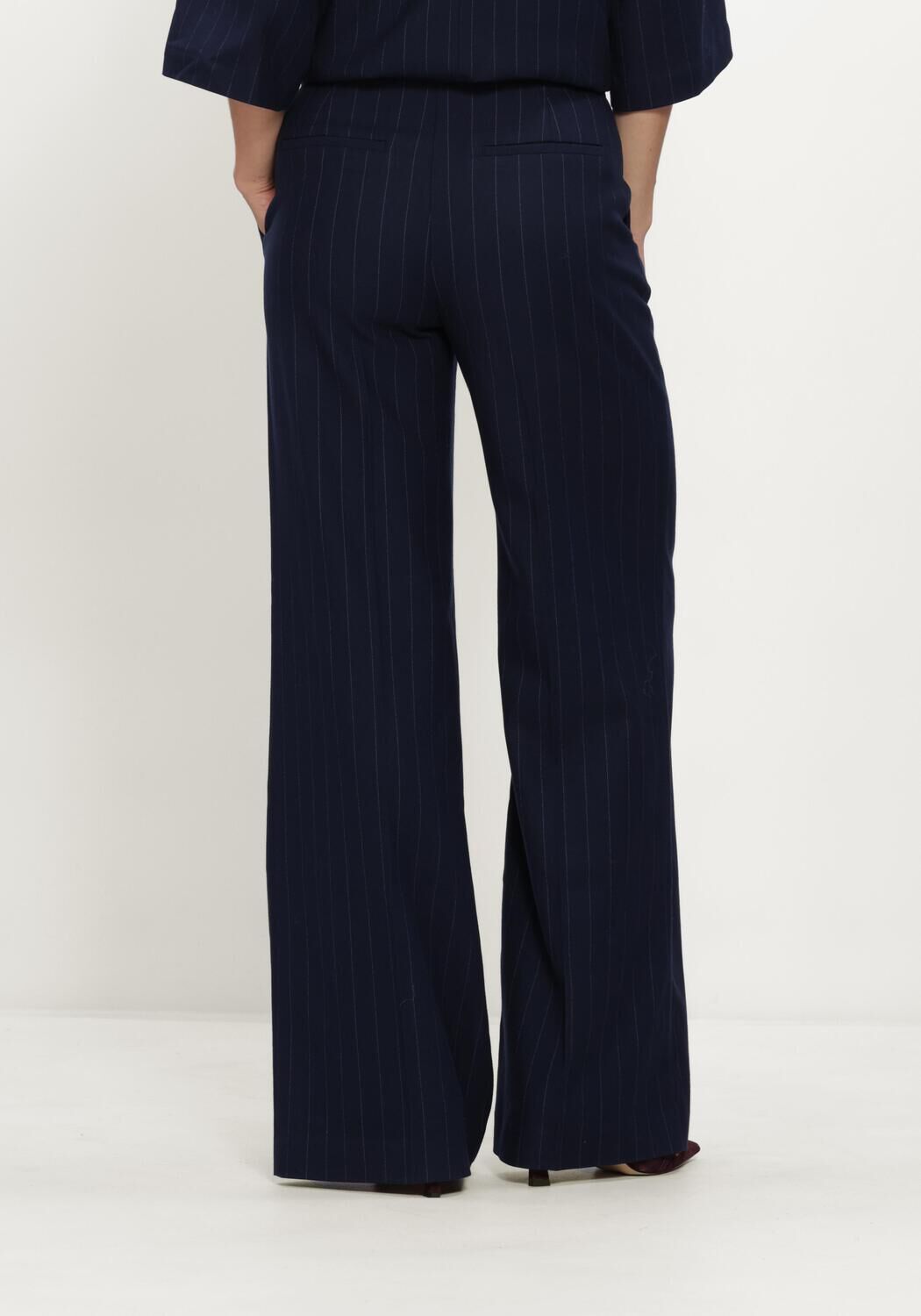 Donkerblauwe CO'COUTURE Wijde broek GABIECC PIN WIDE PANT - large