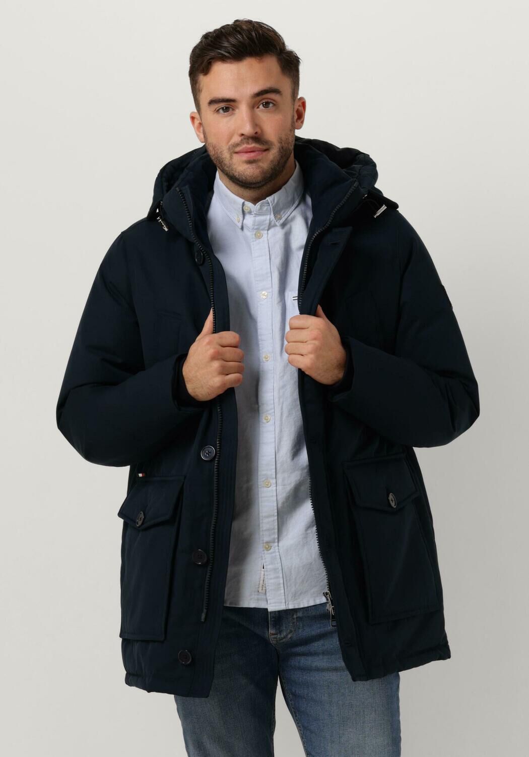 Donkerblauwe TOMMY HILFIGER Jassen ROCKIE NON FUR DOWN PARKA Omoda