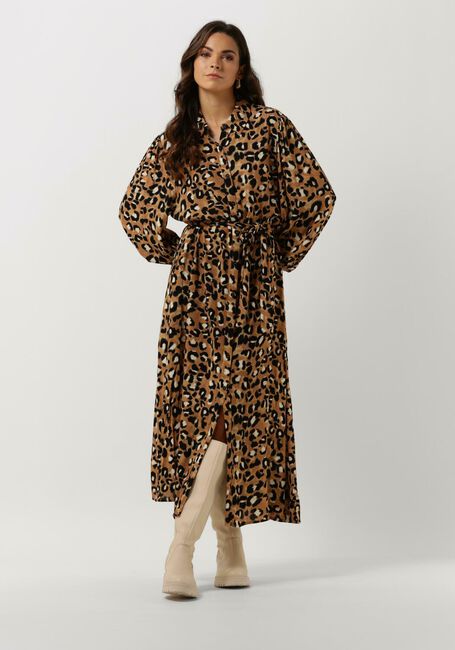 Bruine COLOURFUL REBEL Maxi jurk KERA LEOPARD MAXI SHIRT DRESS - large