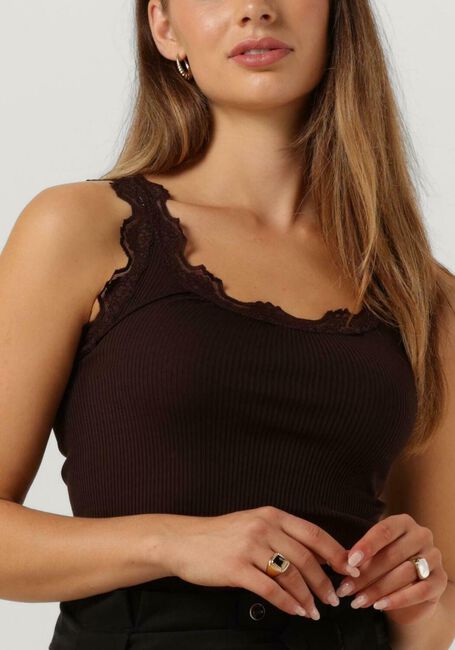 ROSEMUNDE Haut BABETTE SILK TOP W/ LACE en marron - large