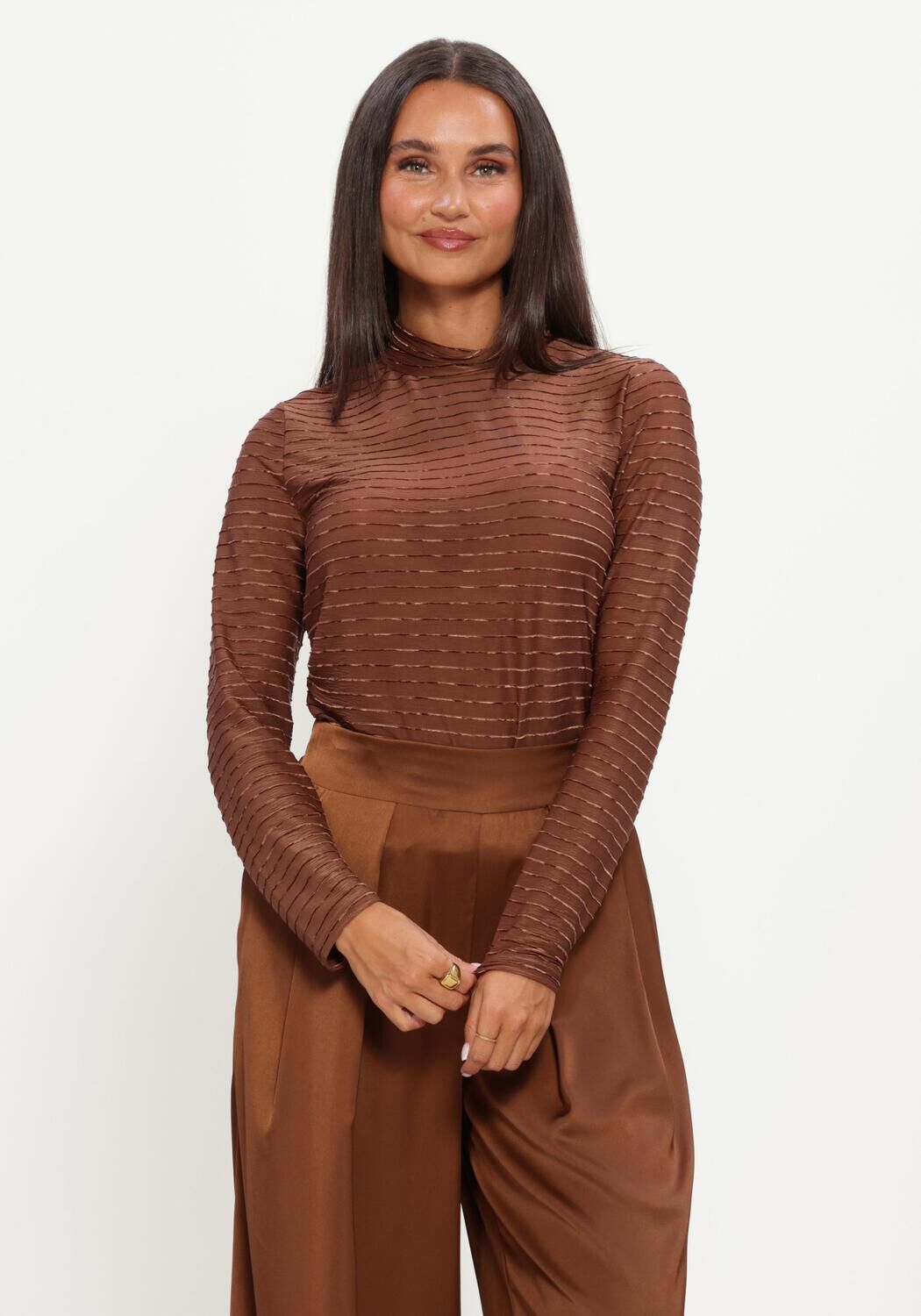 NUKUS Haut GRACIE TOP STRIPE en marron - large