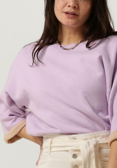 SUMMUM Pull SWEATER 3/4 SLEEVE DOUBLE FACE SUMMER COTTON KNIT en violet - large