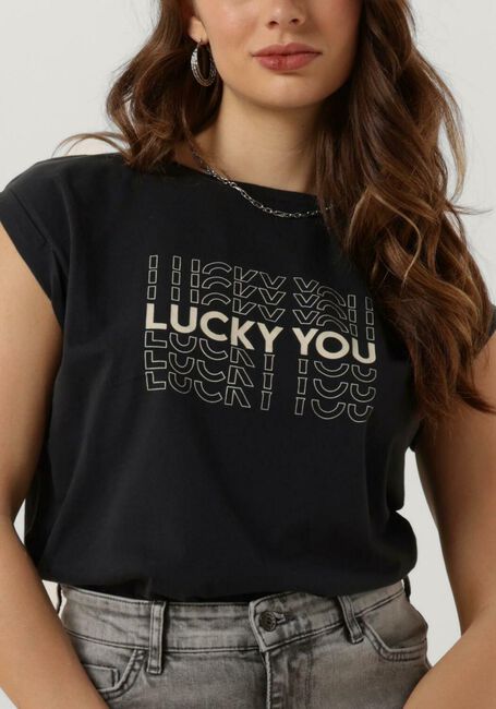 BY-BAR T-shirt THELMA LUCKY YOU TOP en noir - large
