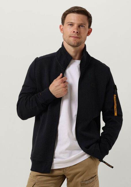 Donkerblauwe PME LEGEND Vest ZIP JACKET JACQUARD INTERLOCK SWEAT - large
