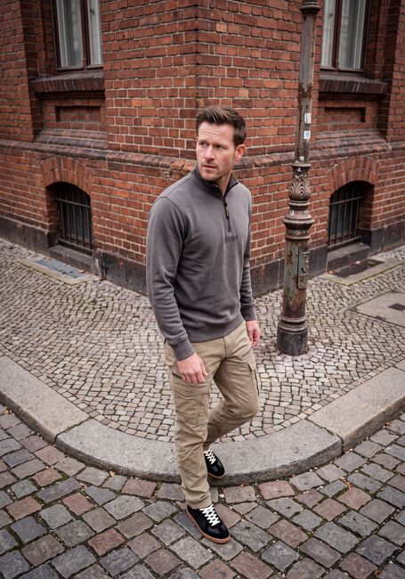 Donkergrijze PME LEGEND Trui HALF ZIP COLLAR FLAT - large
