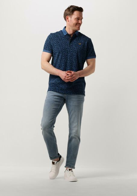 Blauwe PME LEGEND Polo SHORT SLEEVE POLO FINE PIQUE ALL OVER PRINT - large