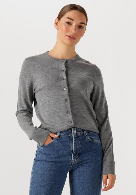 Grijze SELECTED FEMME Vest SLFTHEA LS KNIT MERINO CARDIGAN - large