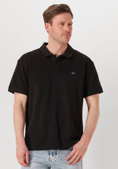 CALVIN KLEIN Polo WOVEN LABEL POLO en noir - large