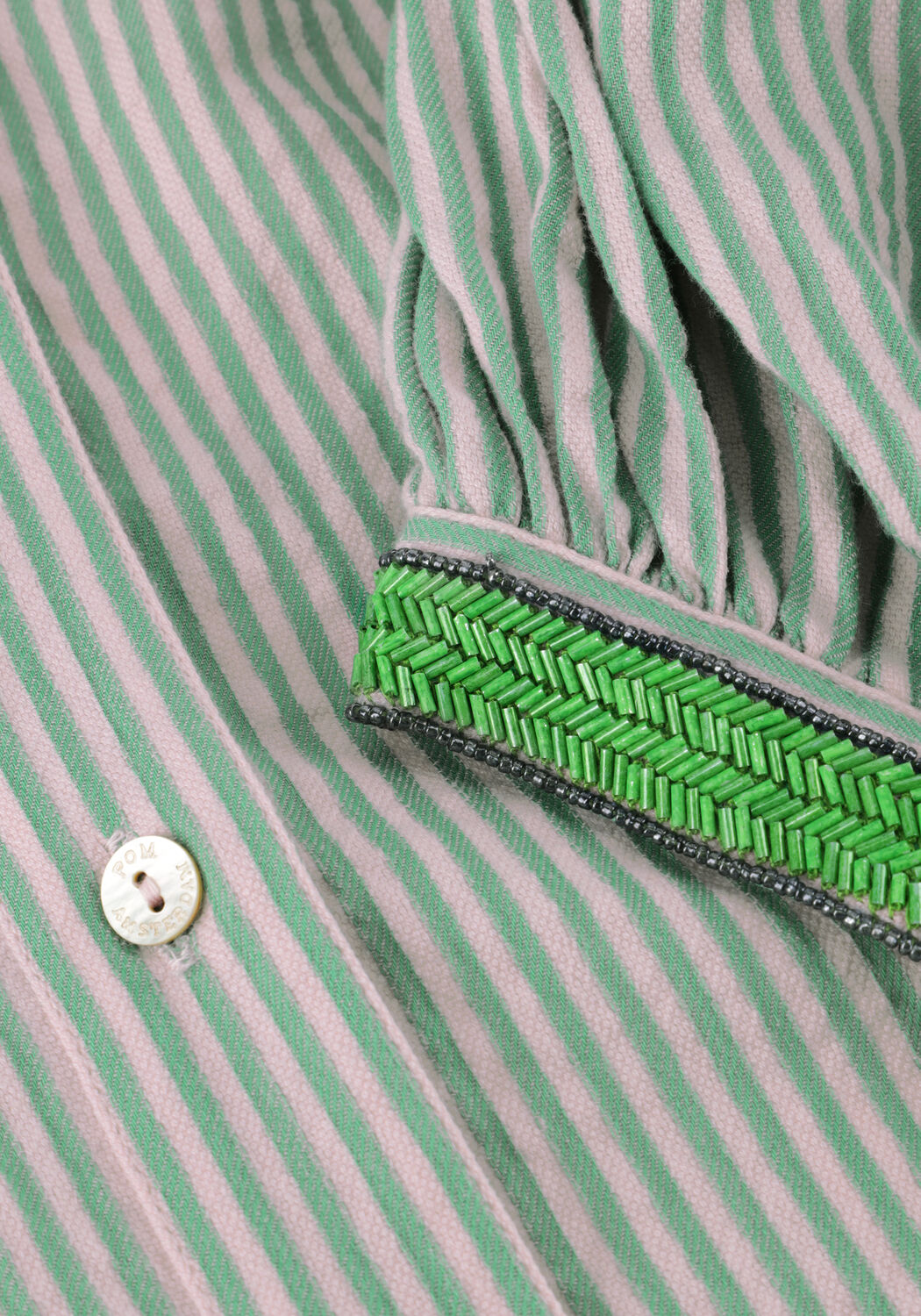 POM AMSTERDAM BLOUSE SEERSUCKER GREEN PINK Blouses en multicolore - large