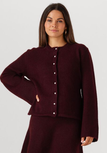 NEO NOIR Gilet MIXIE KNIT CARDIGAN Bordeaux - large