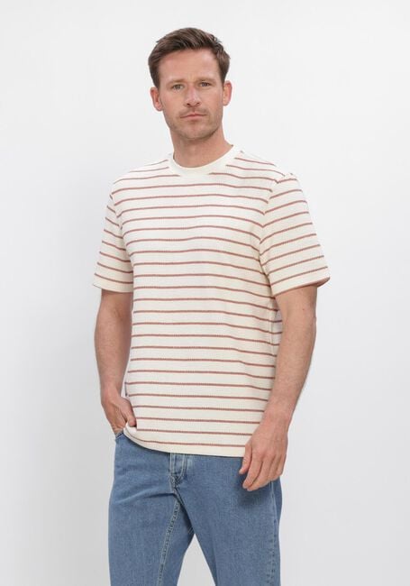 SELECTED MEN T-shirt SLHDJANGO STRIPE SS O-NECK TEE en beige - large