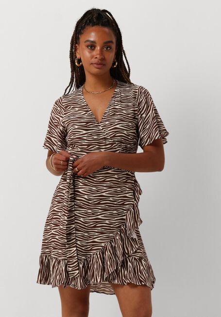 COLOURFUL REBEL Mini robe TELSI ZEBRA WRAP DRESS en marron - large