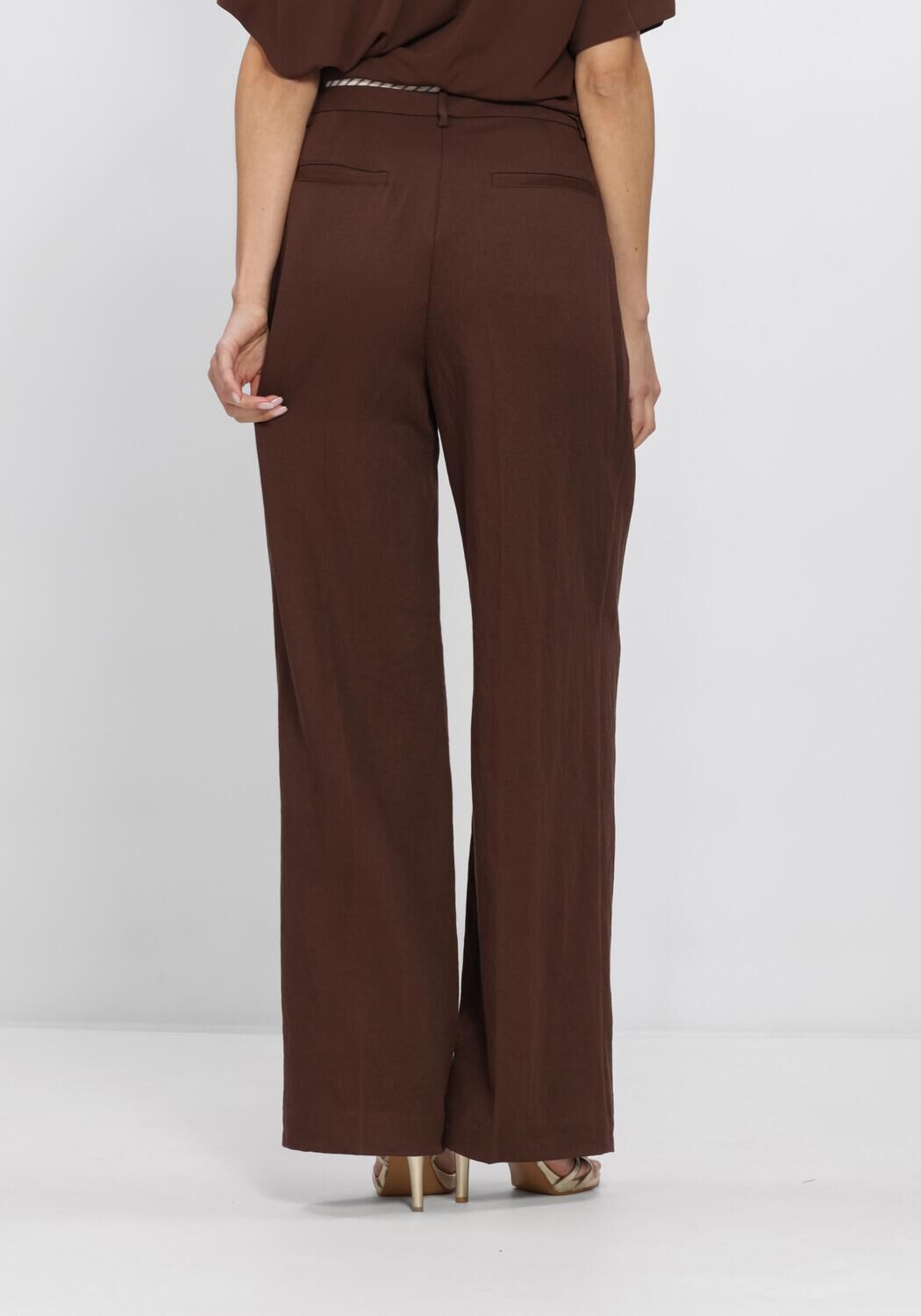 DANTE6 Pantalon large KENILA WIDE LEG PANTS en marron - large