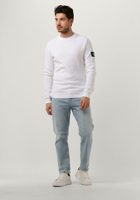 Witte CALVIN KLEIN Sweater BADGE WAFFLE LS TEE - large
