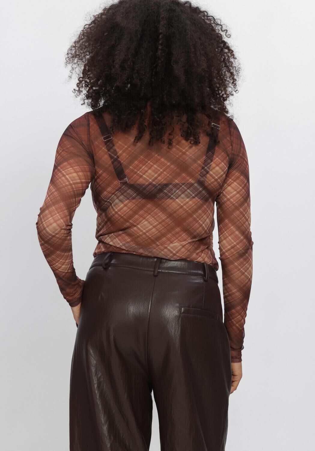 SUMMUM Pull DIAGONAL CHECK ON MESH TOP en marron - large