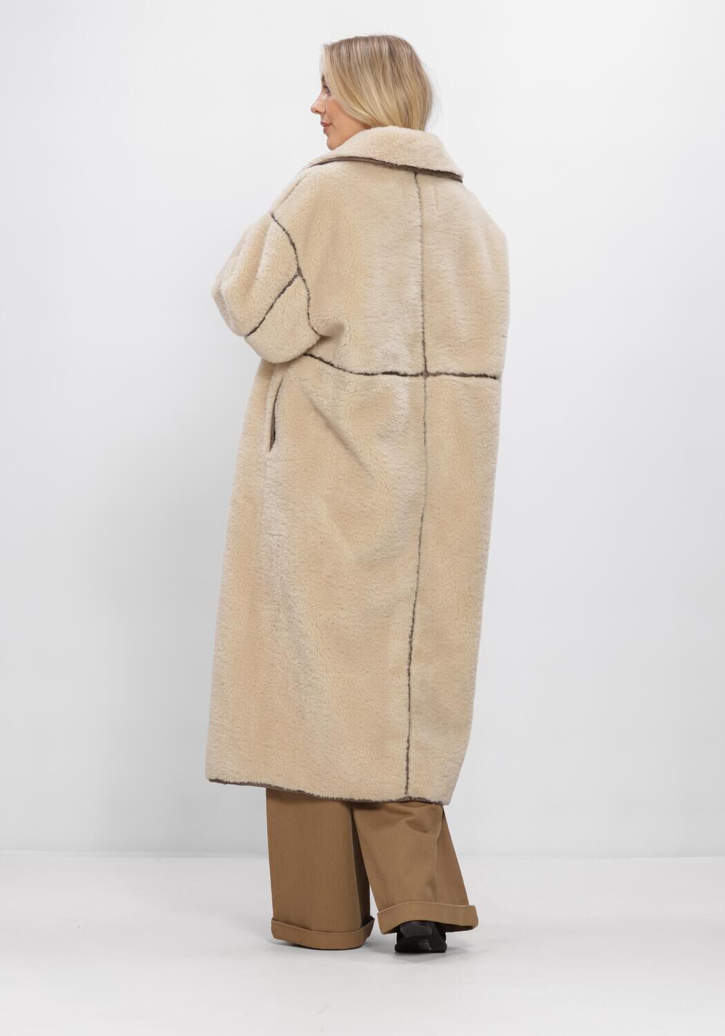 WITHBLACK Manteau Teddy WBLDAJANA PILE COAT en beige - large