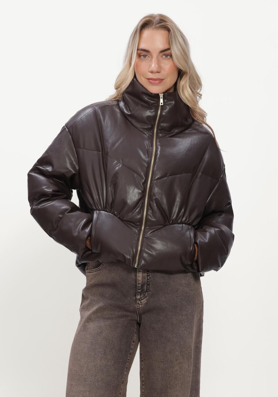 Bruine NUKUS Gewatteerde jas ANGELINA JACKET - large
