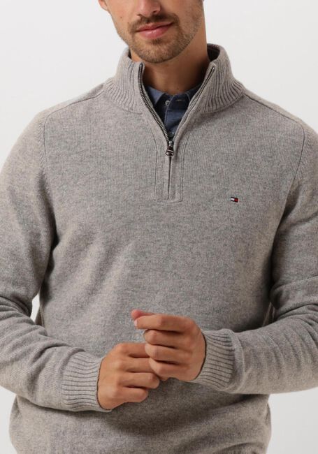 Lichtgrijze TOMMY HILFIGER Trui LAMBSWOOL ZIP MOCK - large
