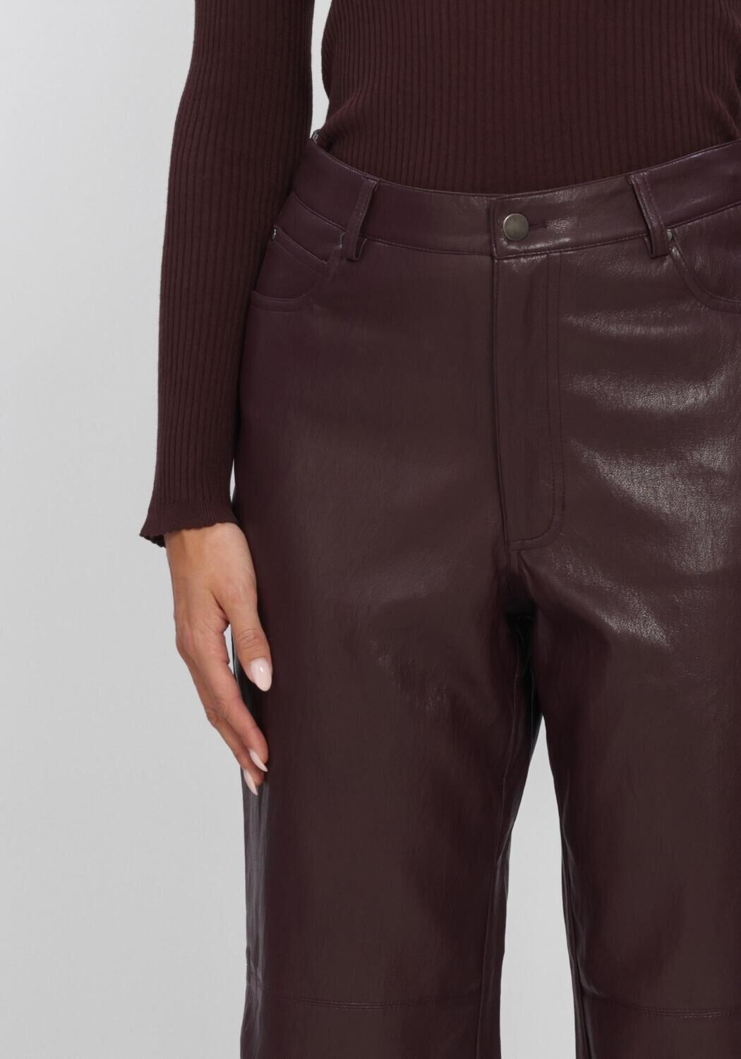 AAIKO Pantalon large RIANNE PU 689 Bordeaux - large