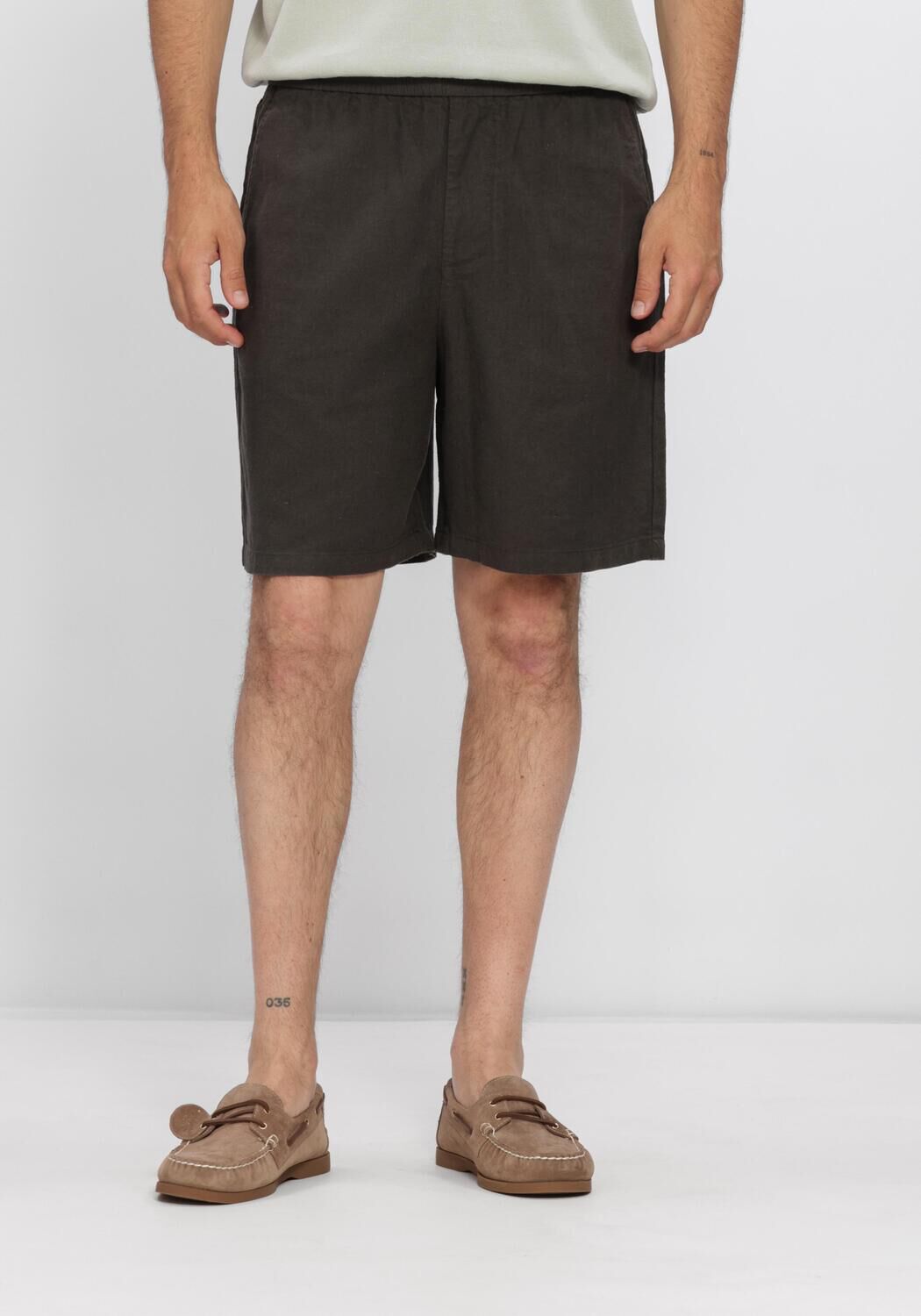 SELECTED MEN Pantalon courte SLHREGULAR-HARVEY LINEN BLEND  SHORTS Vert fonc&eacute; - large