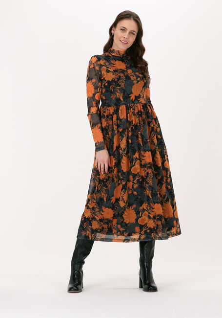 Oranje NA-KD Midi jurk RECYCLED LS MESH DRESS - large