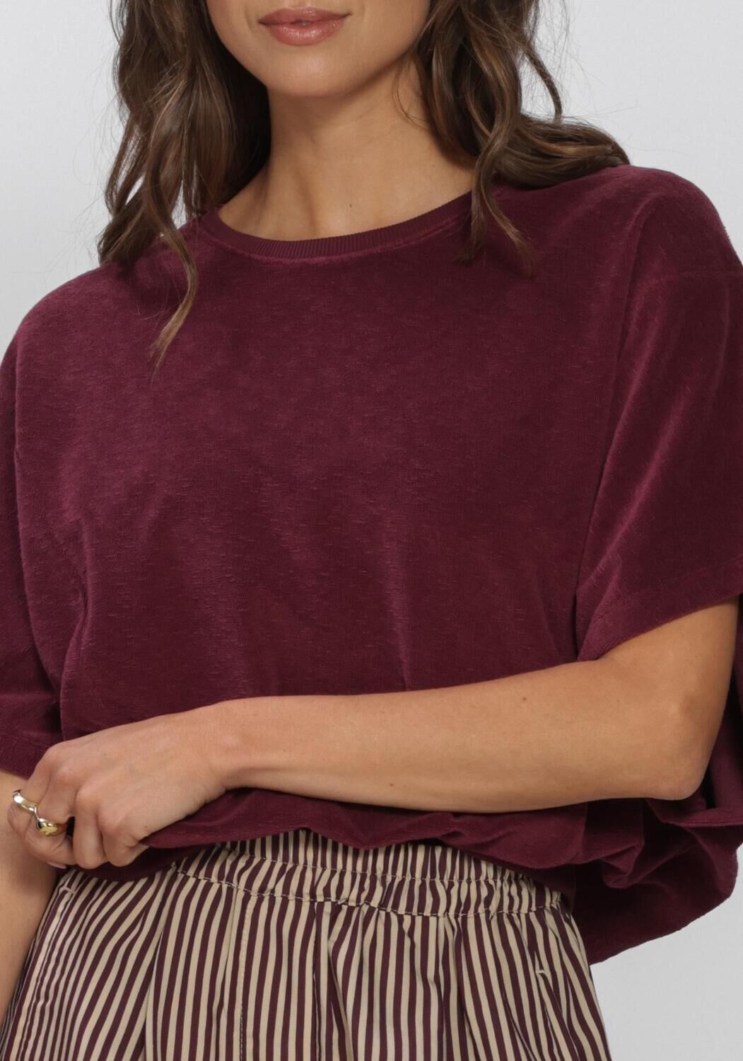 BY-BAR T-shirt NUKI SLUB TOP Bordeaux - large