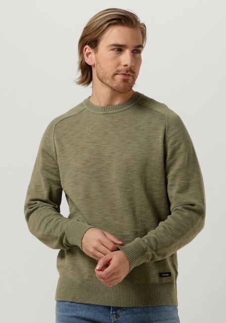 Khaki CALVIN KLEIN Trui SLUB TEXTURE SWEATER - large