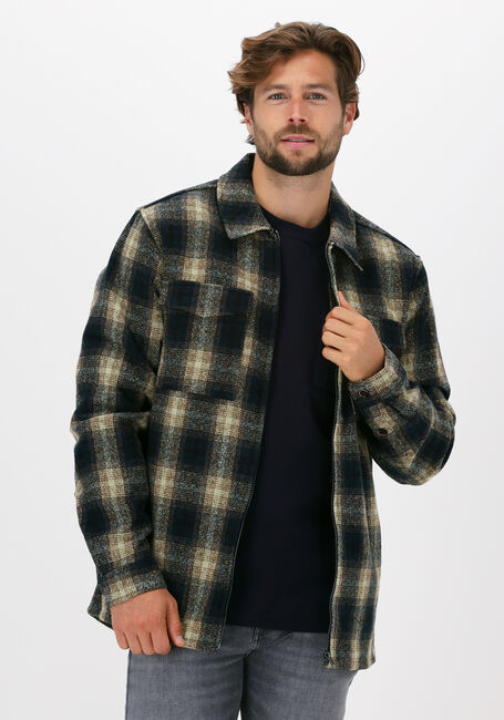 Donkerblauwe ANERKJENDT Overshirt AKHANKY WOOL CHECK OVERSHIRT - large
