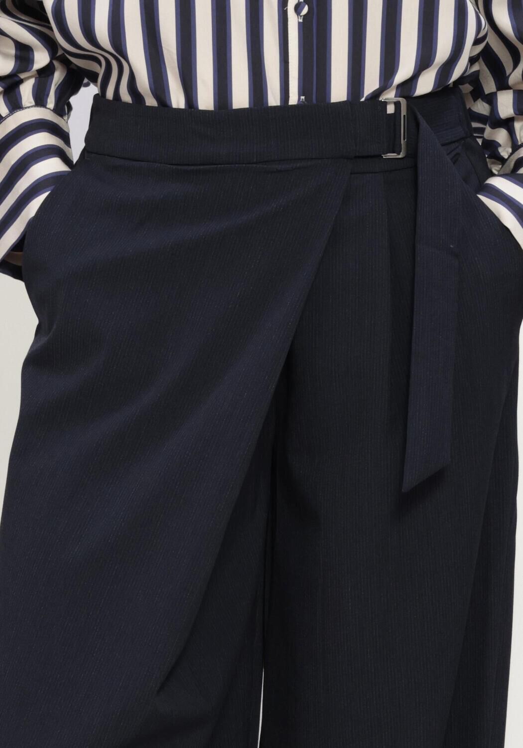 Donkerblauwe SUMMUM Wijde broek TROUSERS PINSTRIPE SMALL - large