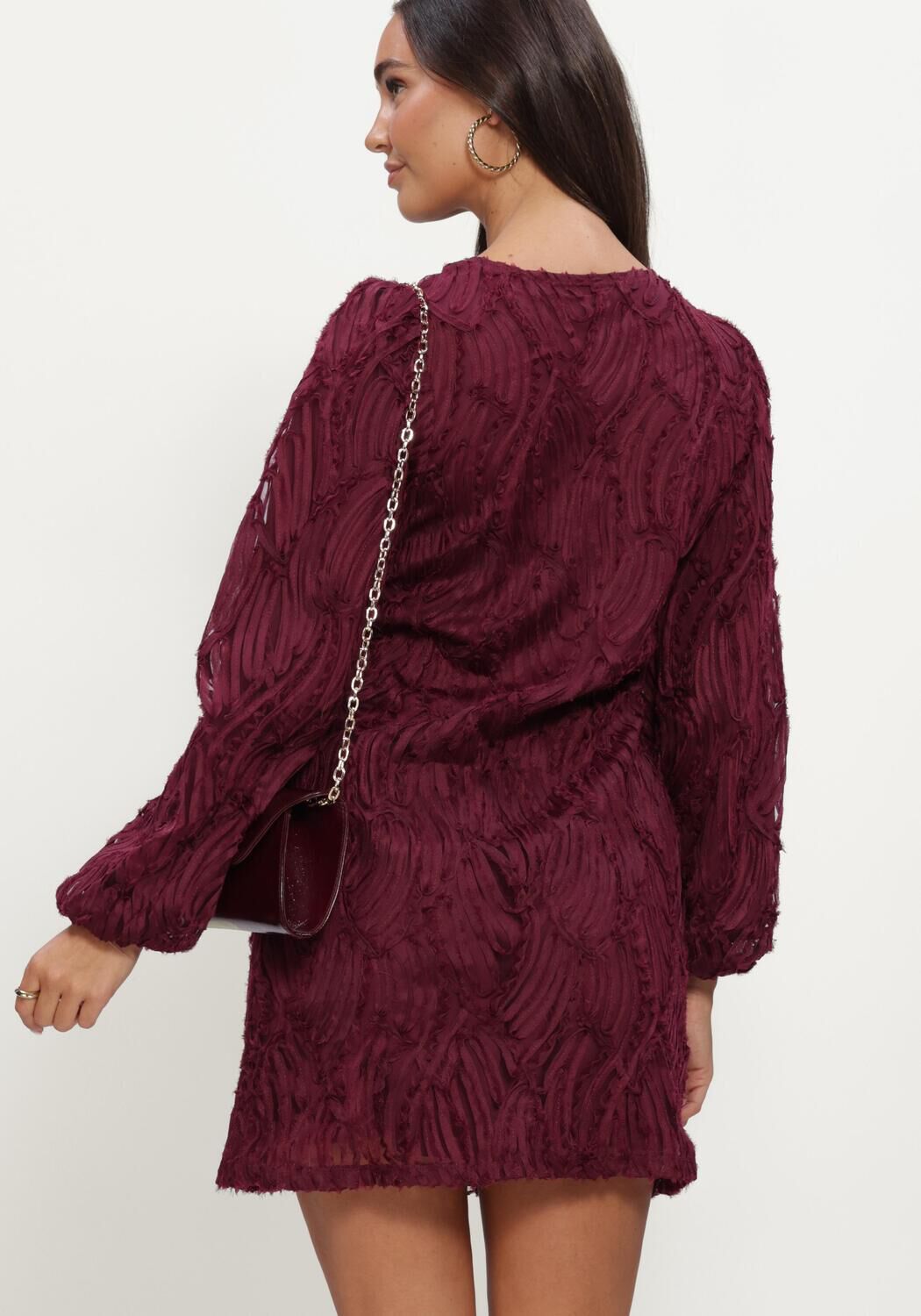 Bordeaux OBJECT Mini jurk OBJLUCIE LUKA L/S RE DRESS 147 DIV - large