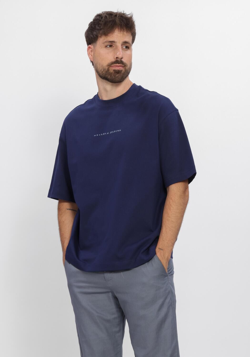 SELECTED MEN T-shirt SLHRELAXNORMAN LICENSE SS TEE en bleu - large