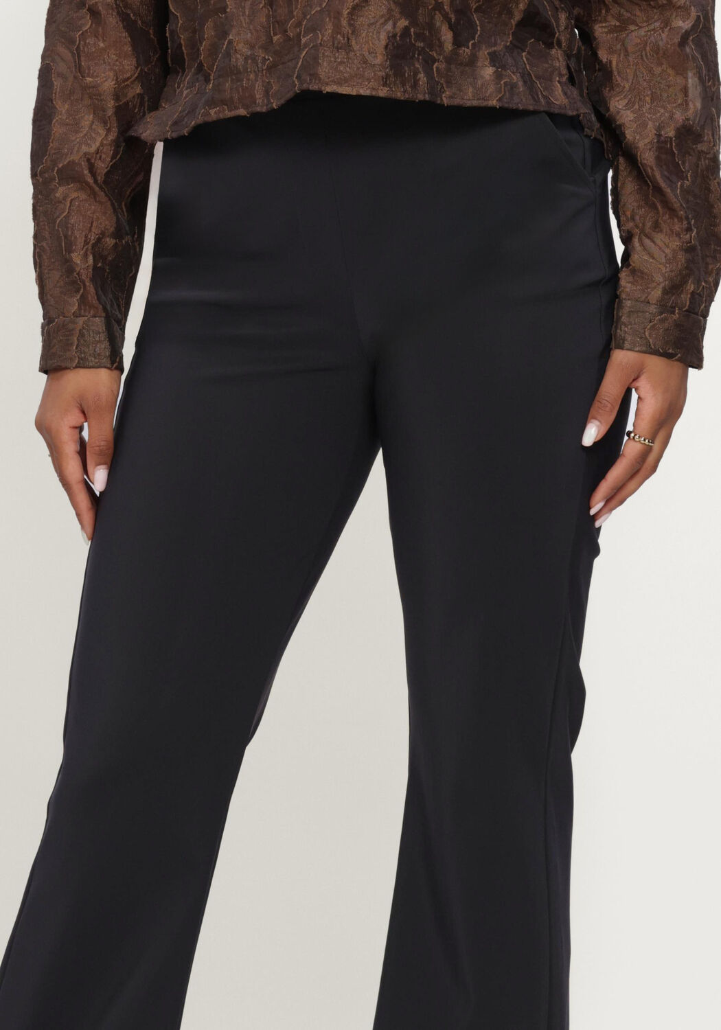 Zwarte STUDIO ANNELOES Flared broek Flair LONG bonded trousers - large