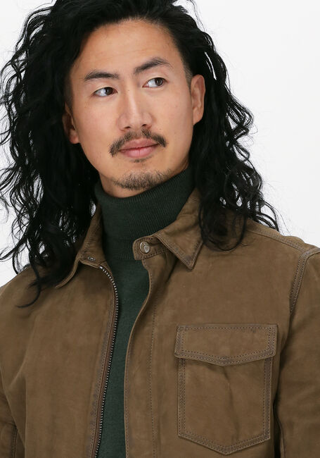 Groene GOOSECRAFT Leren jas GC SIN CITY NUBUCK OVERSHIRT - large